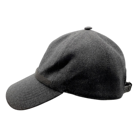 BRUNELLO CUCINELLI CHARCOAL GREY MONILI BEAD EMBELLISHED WOOL CAP / HAT main image 5
